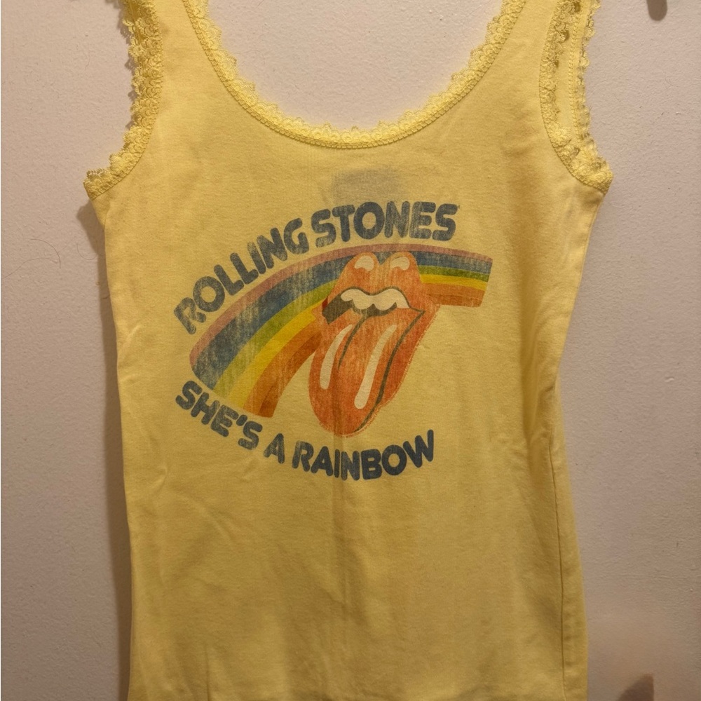 Yellow Rolling Stones Tank Top